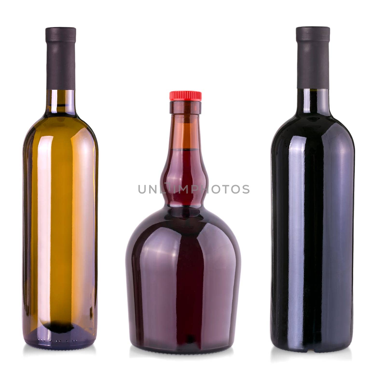 The set of Wine bottle isolated on white background
