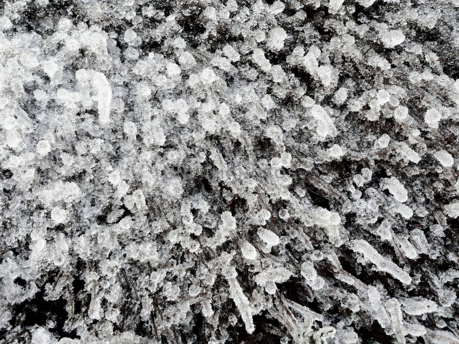 frozen raindrops, freezing rain close-up