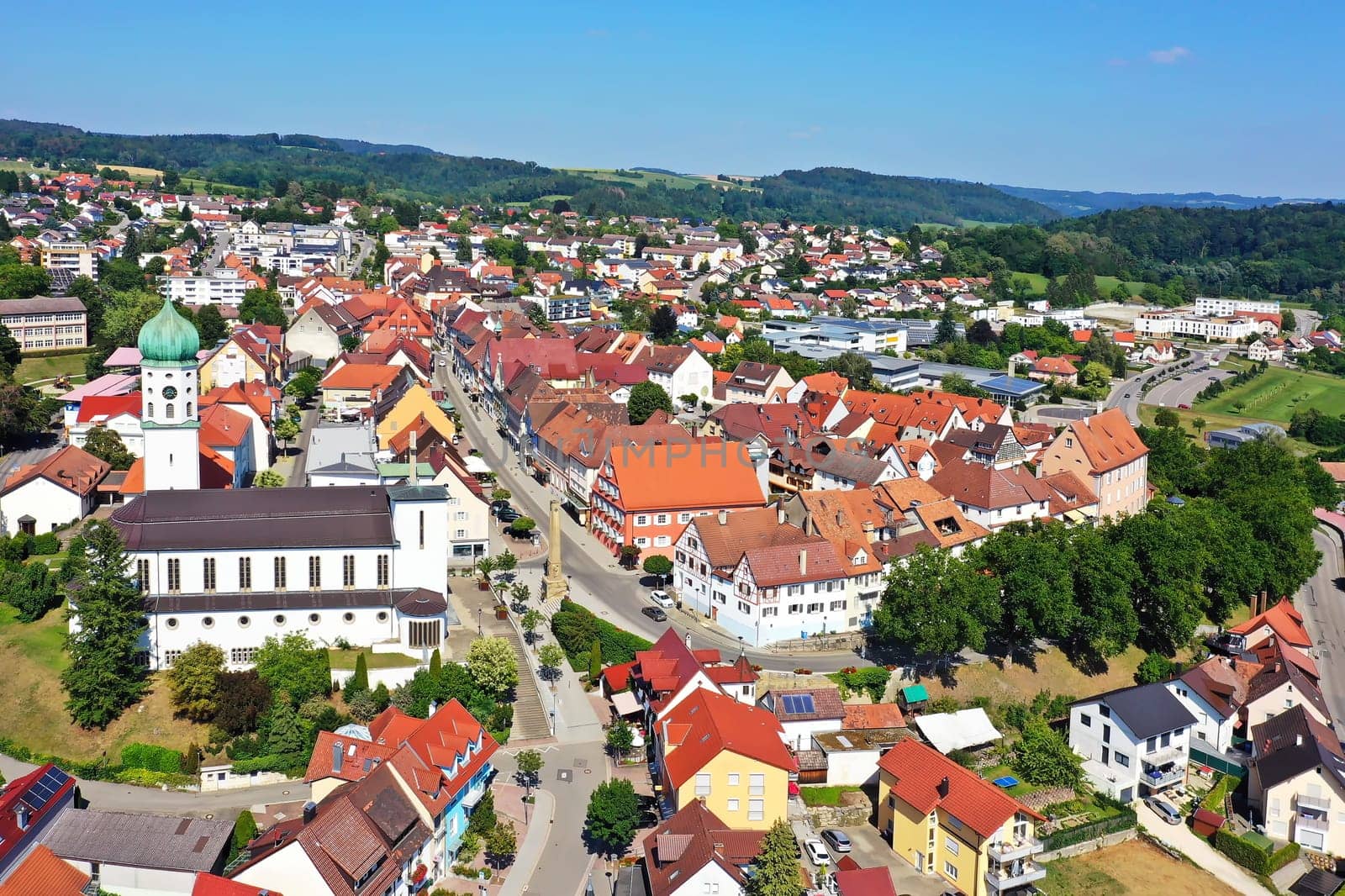 Aerial view of Stockach when the weather is nice