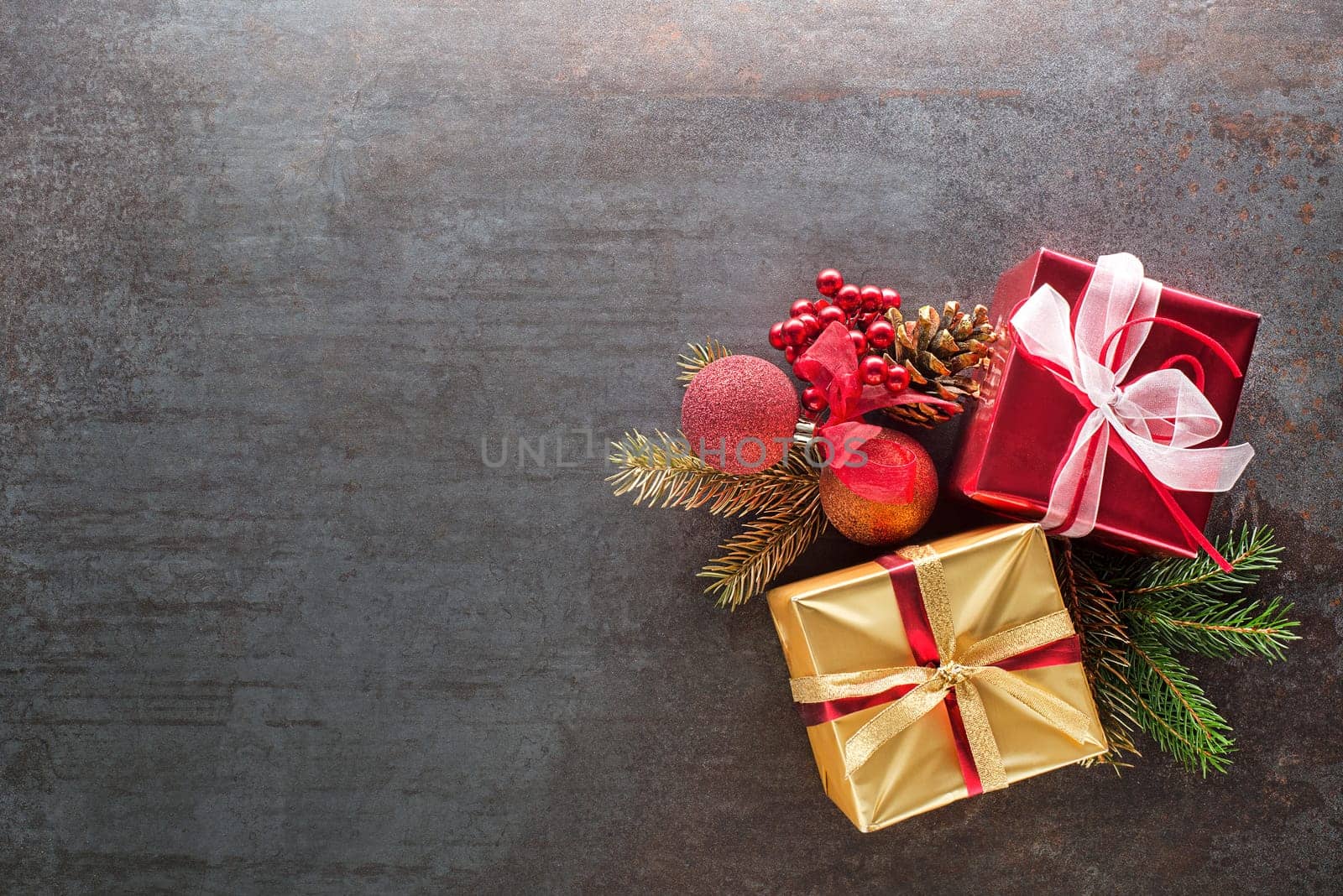 Christmas background with decorations objects. Christmas, winter, new year concept.