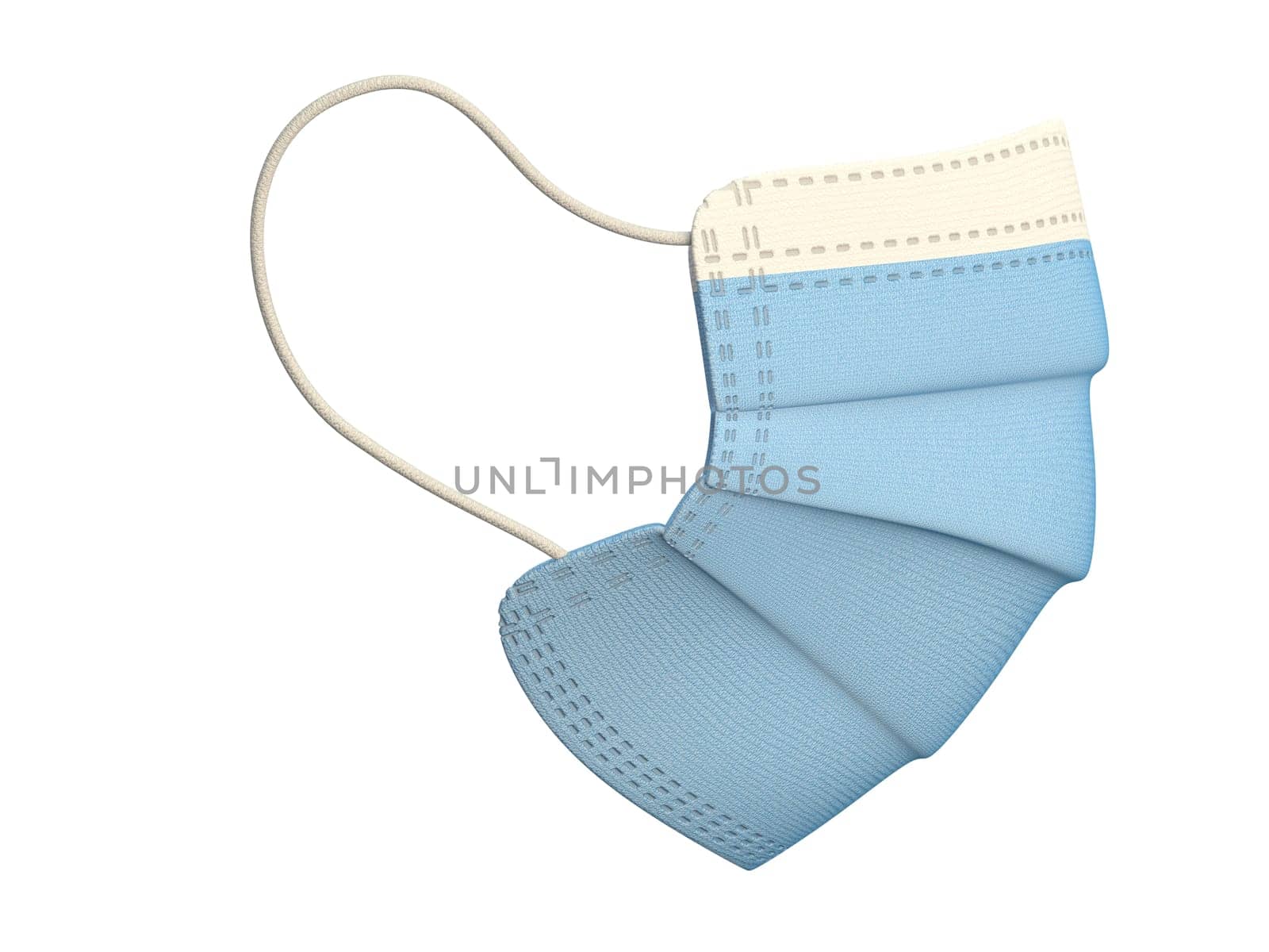 Medical mask side view 3D render illustration isolated on white background