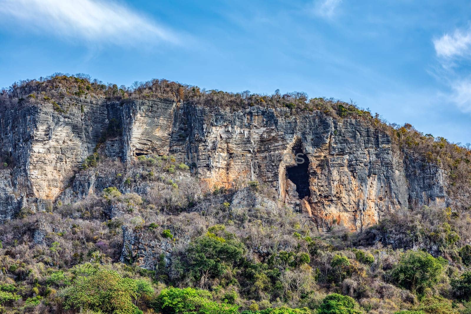 big cave in Antsiranana mountain, Diego Suarez bay, Madagascar. wilderness nature scene. Africa