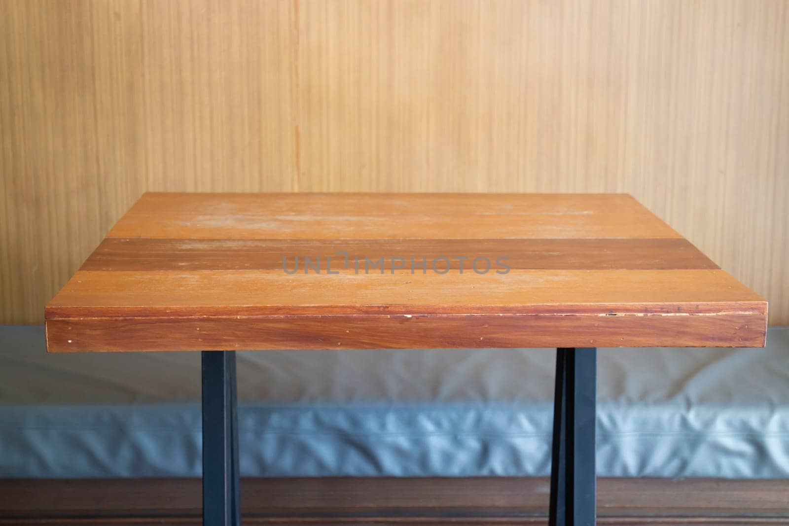 Interior working space wooden furniture, stock photo