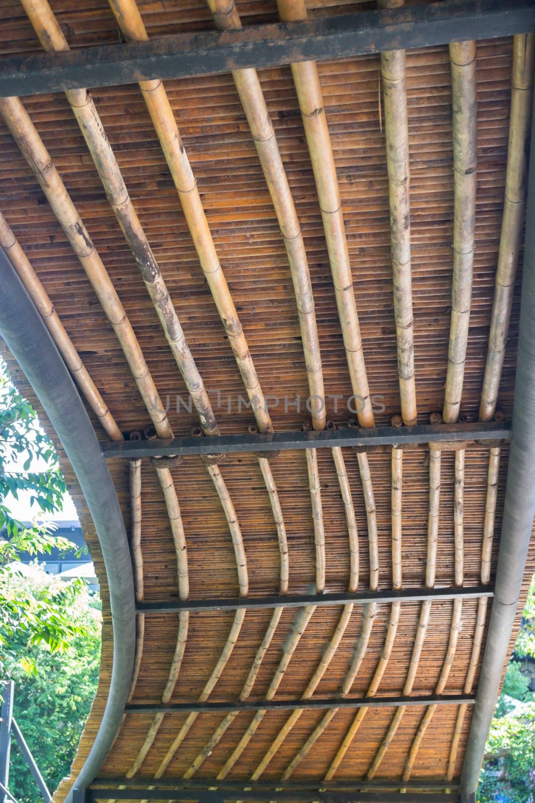 Bamboo roof in rice field resort, stock photo