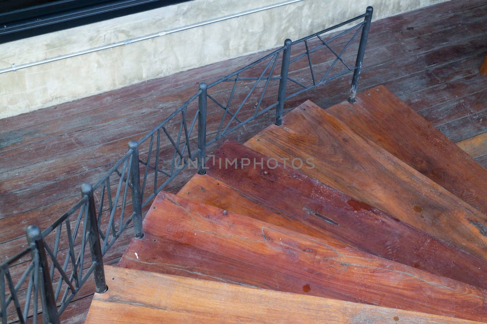 Exterior resort garden with wooden material, stock photo