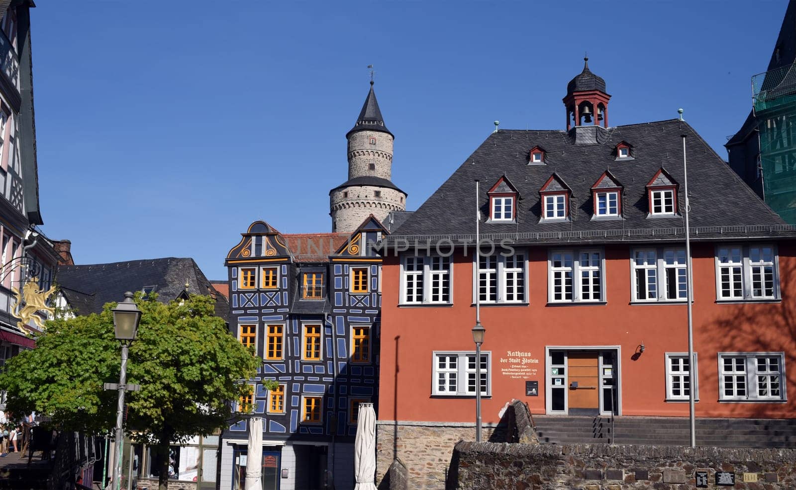 Rathaus, Hexenturm, Bergfried, Das Schiefe Haus, Altstadt, Idstein