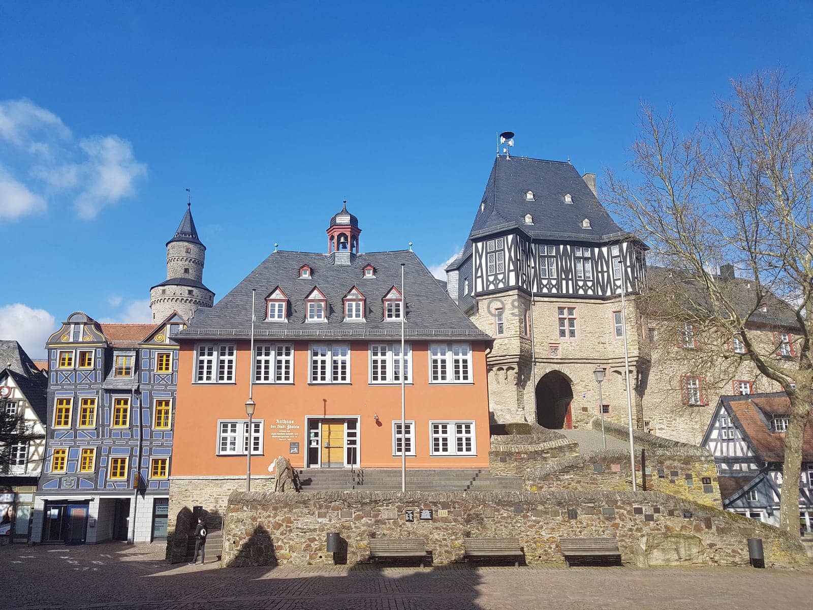 Rathaus, Hexenturm, Bergfried, Das Schiefe Haus, Altstadt, Idstein