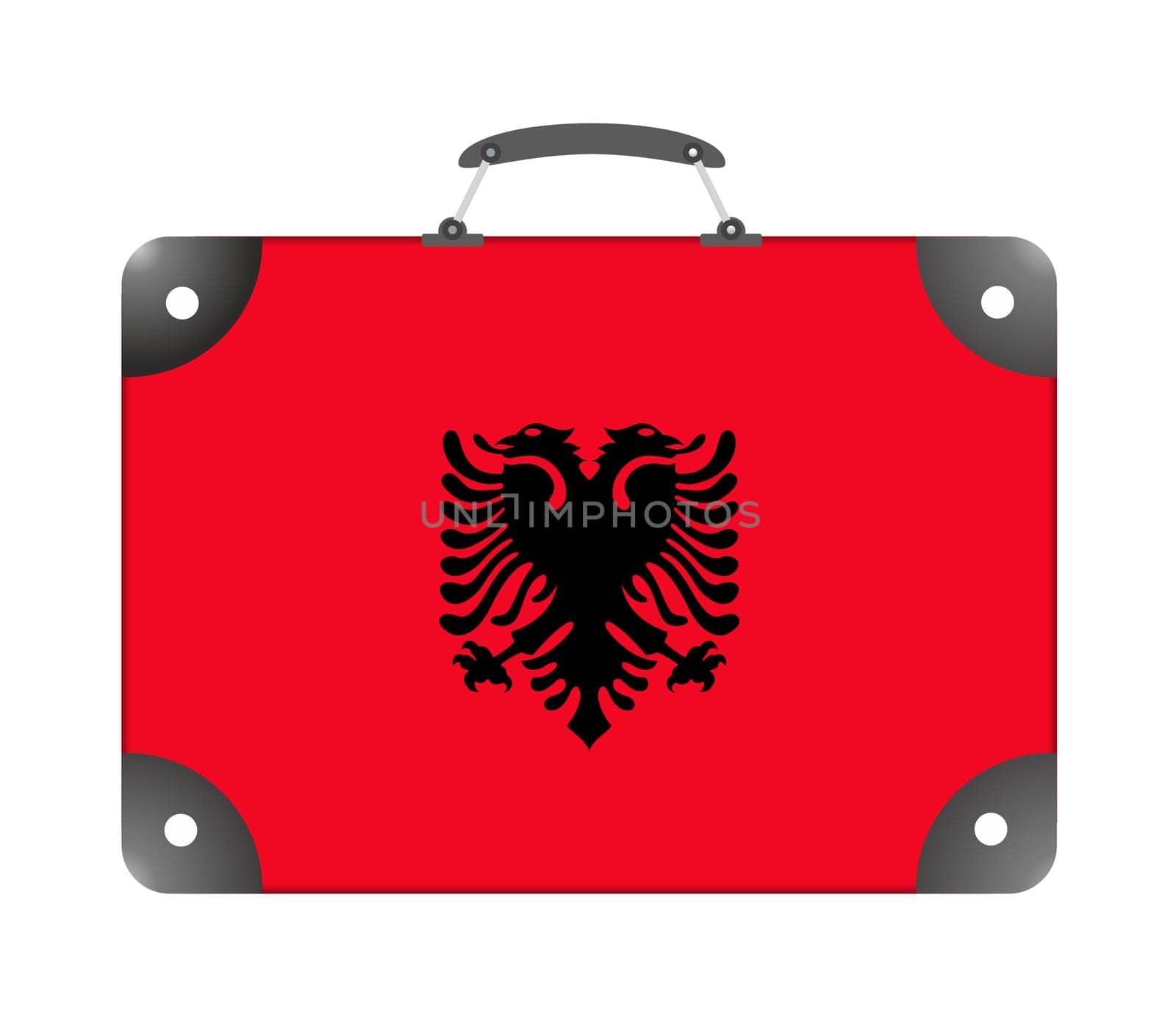 Flag of the country of Albania in the form of a suitcase for travel