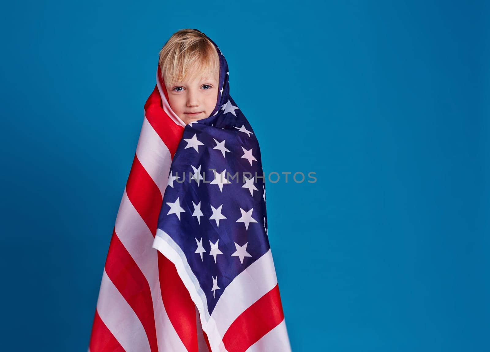 Little boy in American flag