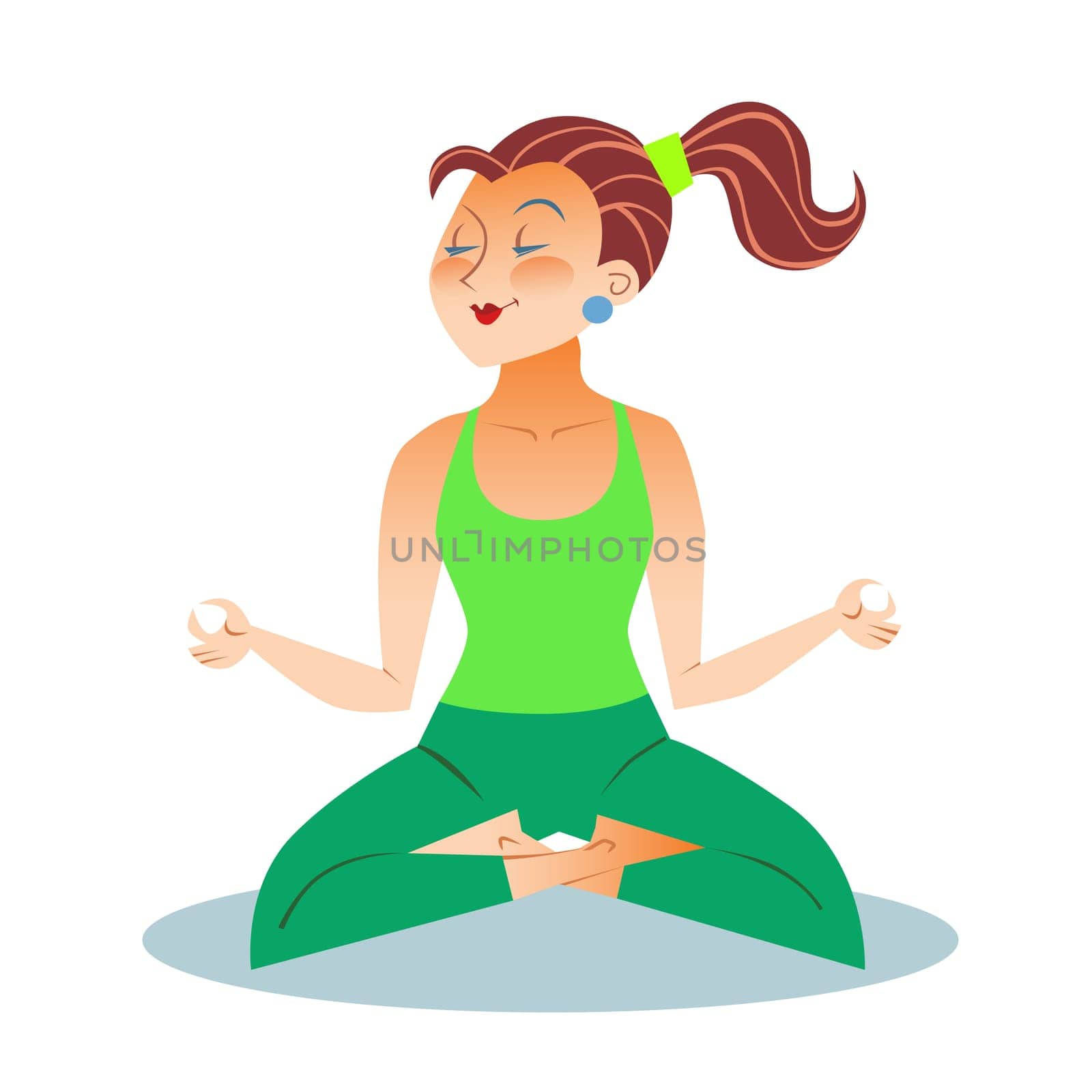 Yoga is a grown woman a girl sitting meditation in the Lotus position
