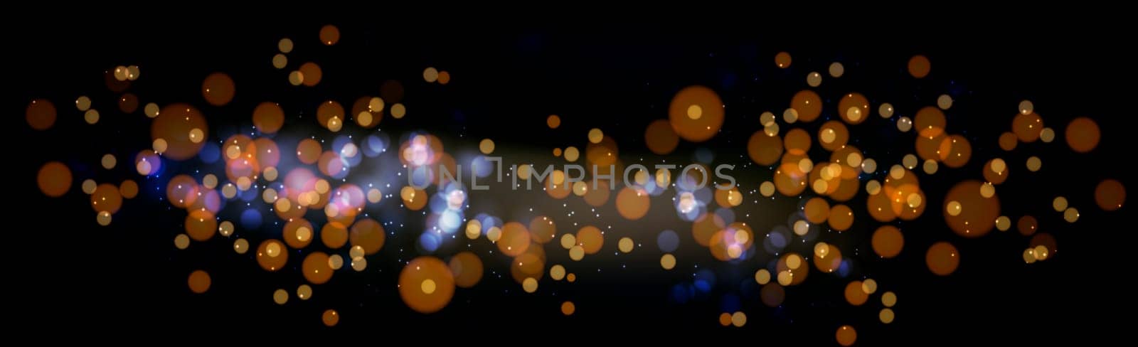 Multicolored blurry bokeh on a dark background - Panorama