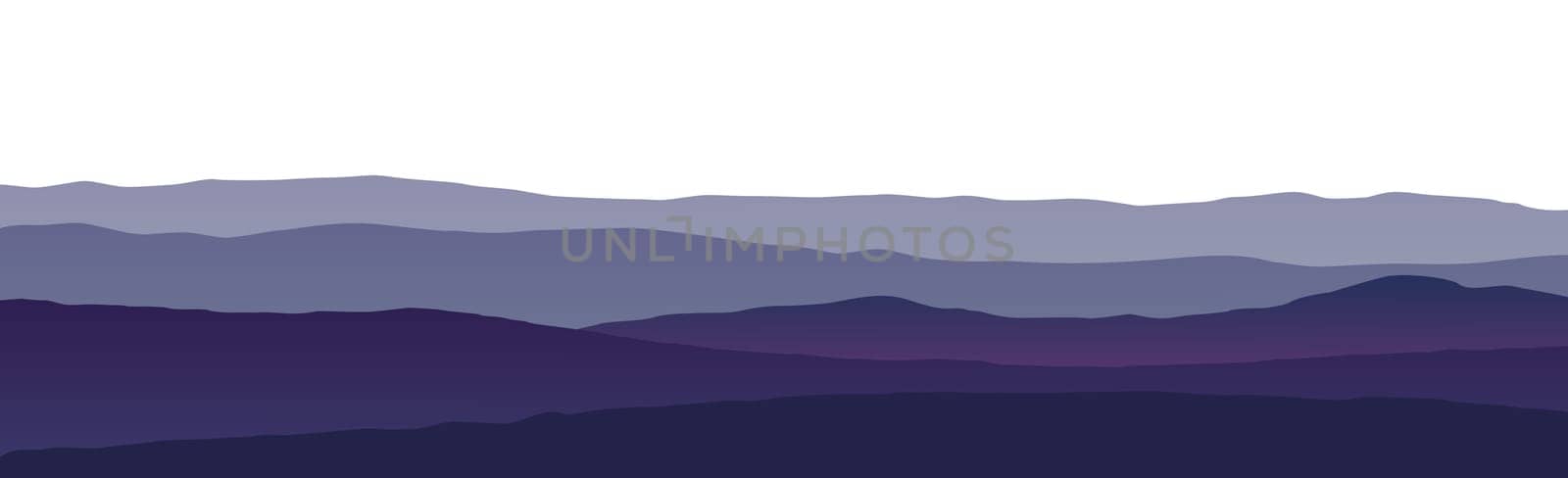 Panoramic landscape of mountains and sunset - Vector illustration
