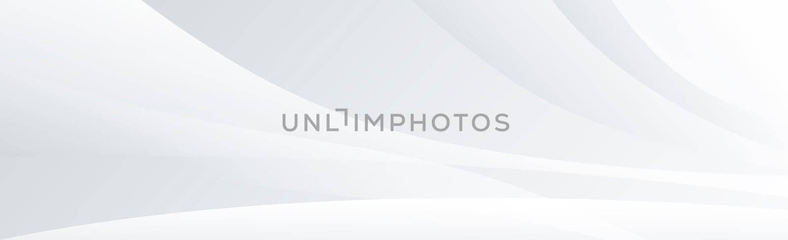 White vector panoramic background with wavy lines and shadows