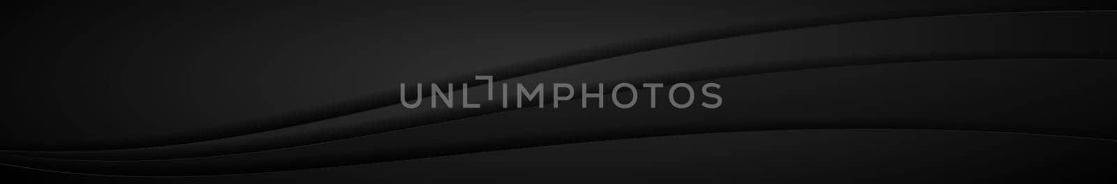 Abstract dark black textured panoramic background - Vector illustration