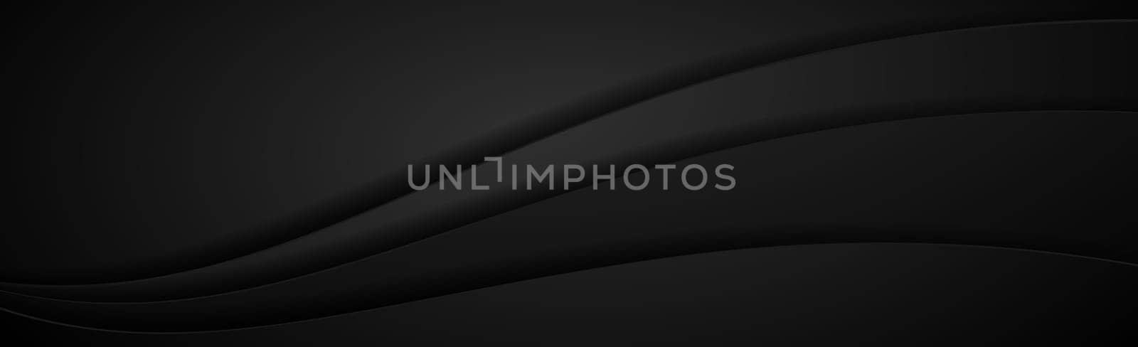 Abstract dark black textured panoramic background - Vector illustration