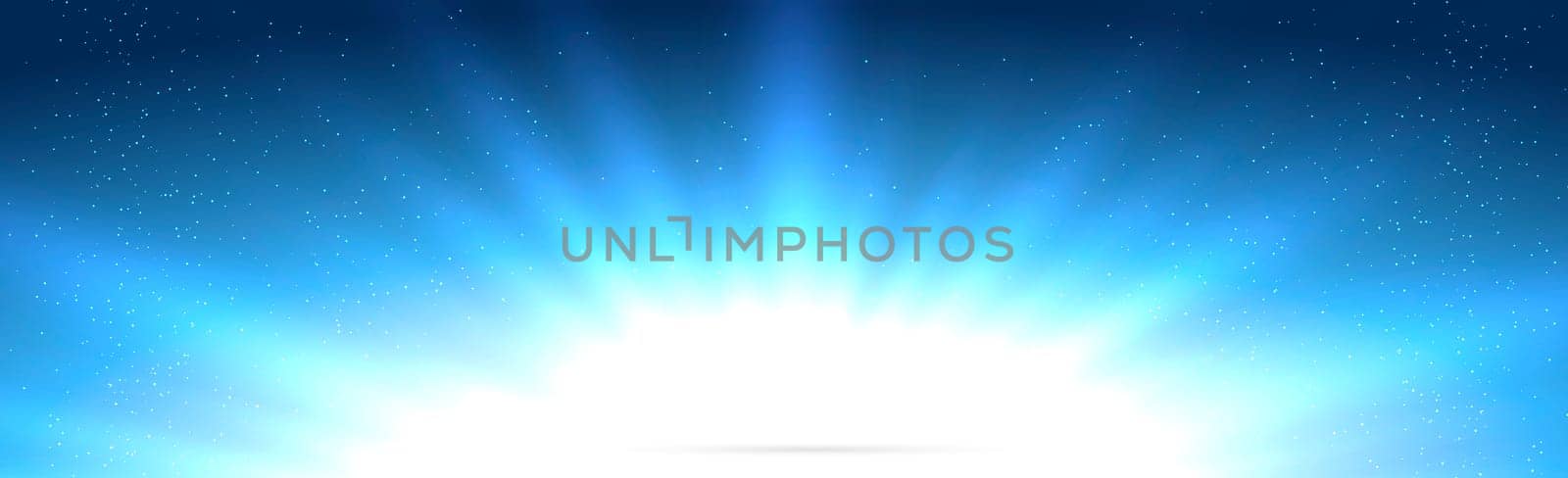 Panoramic sunny background in soft blue color