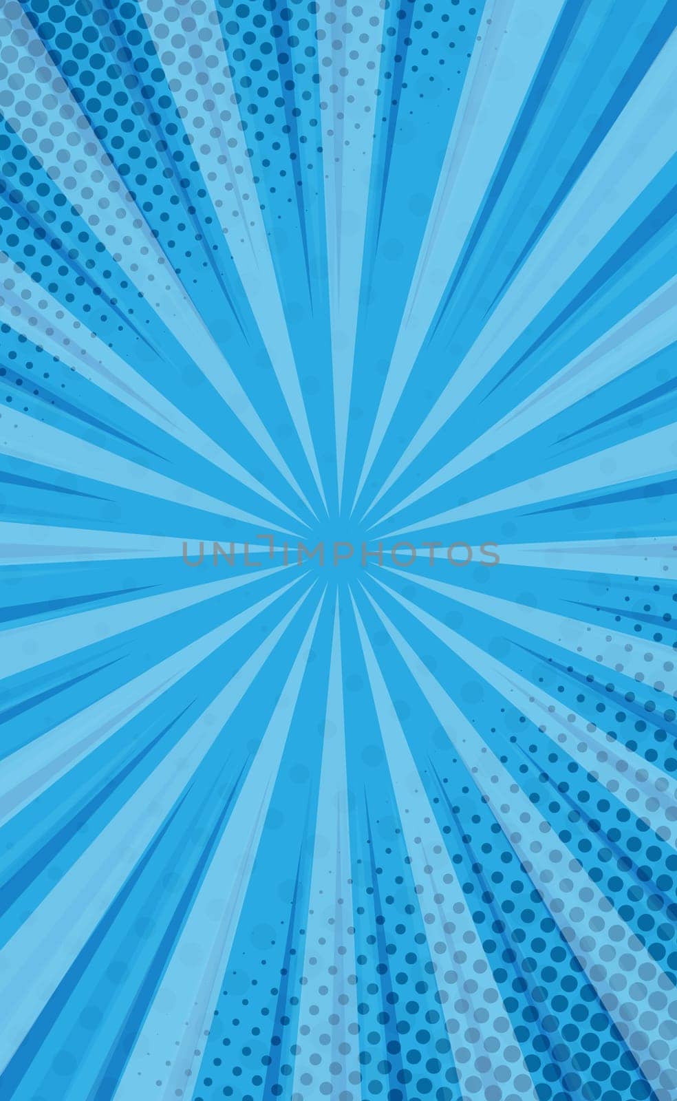 Blue comic zoom with lines and dots - Vector illustration