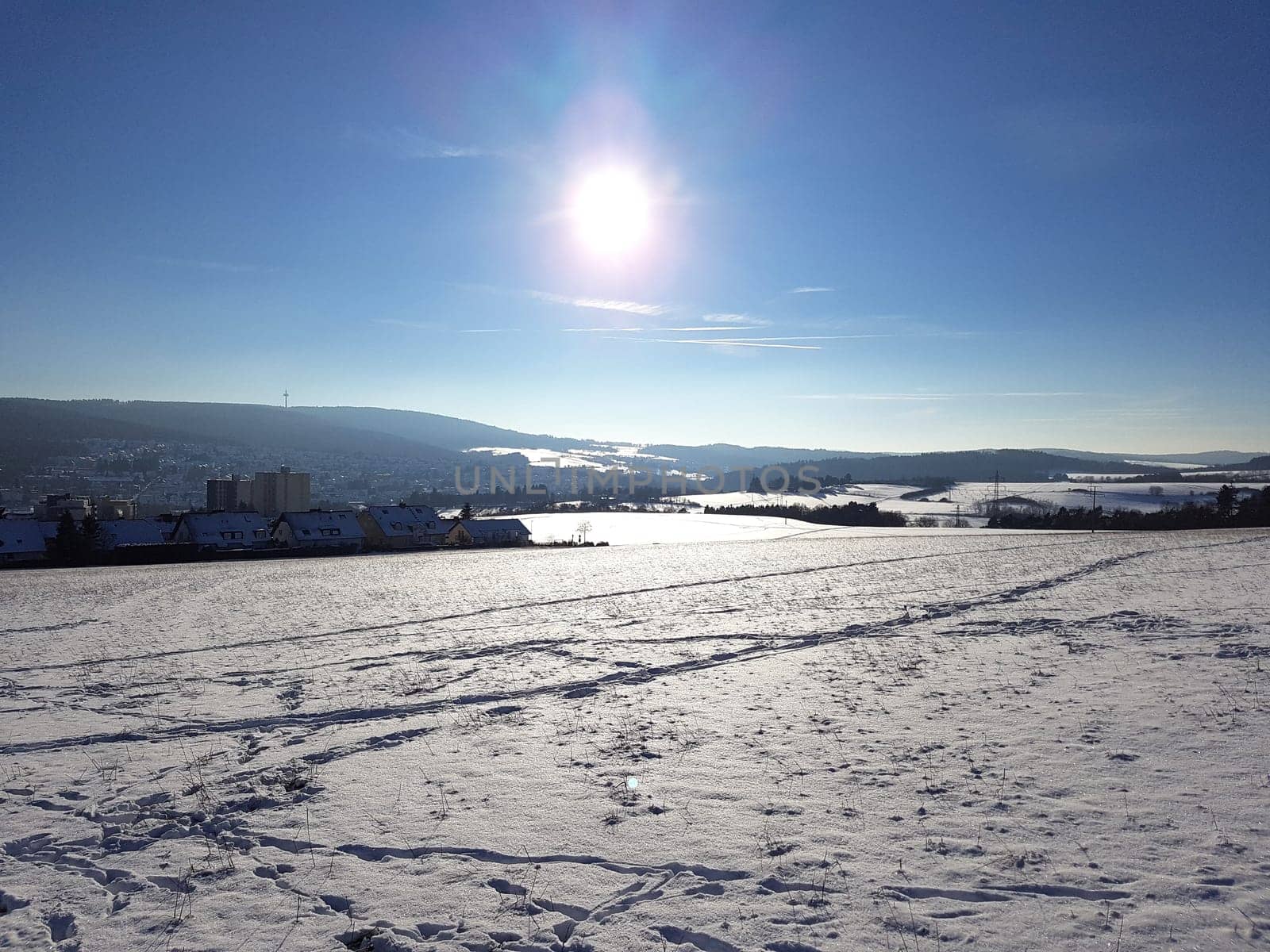 Winterlandschaft, Gegenlicht, Sonne