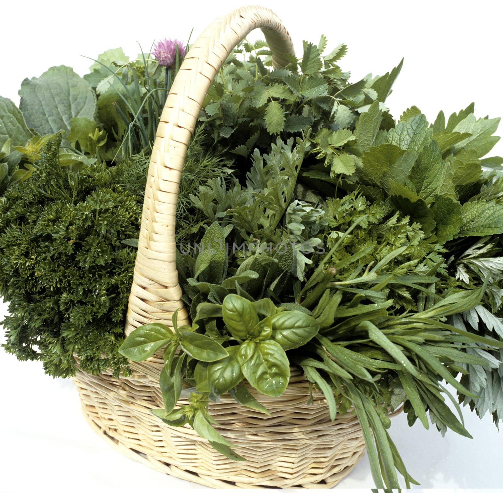 Kraeuterkorb,  Kuechenkraeuter, Kraeuter, Korb, bunt, gemischt, Heilpflanzen, -