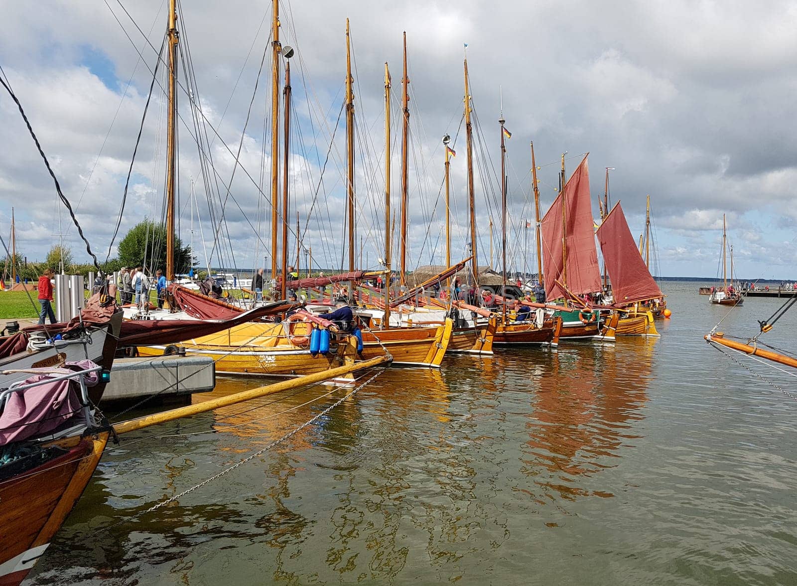 Zeesboote, Regatta in der  Boddenlandschaft in  Mecklenburg-Vorpommern. Zeesboot, regatta in the lagoon landscape in Mecklenburg-Western Pomerania.
