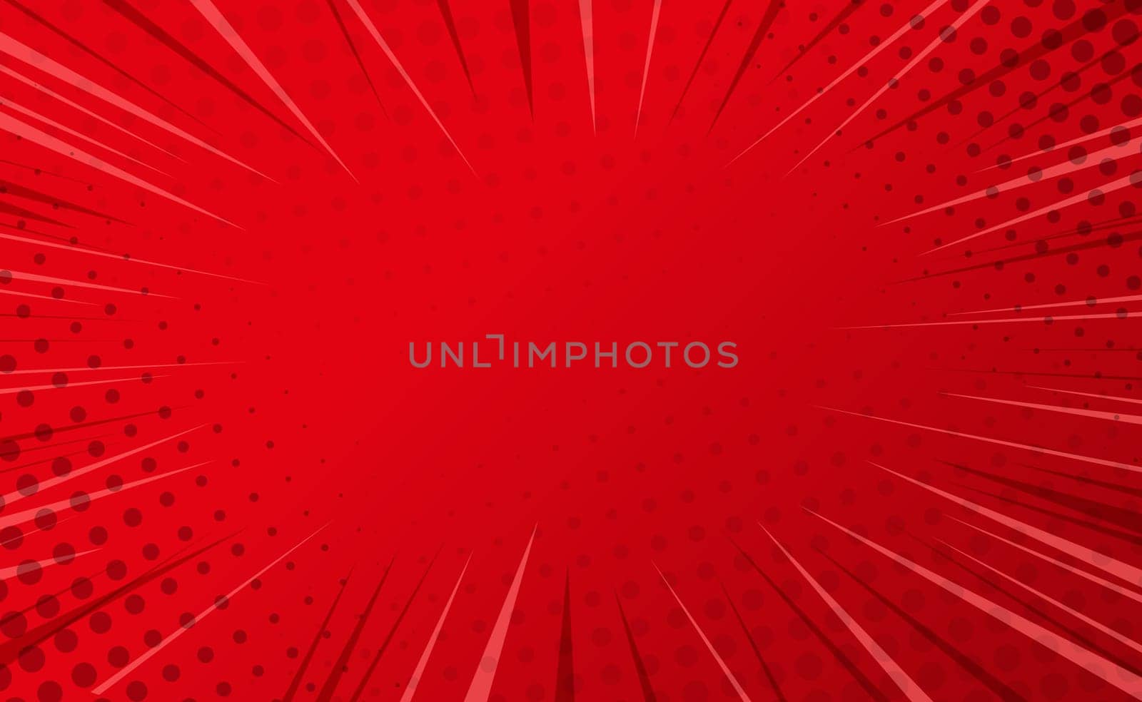 Red comic zoom with lines and dots - Vector illustration