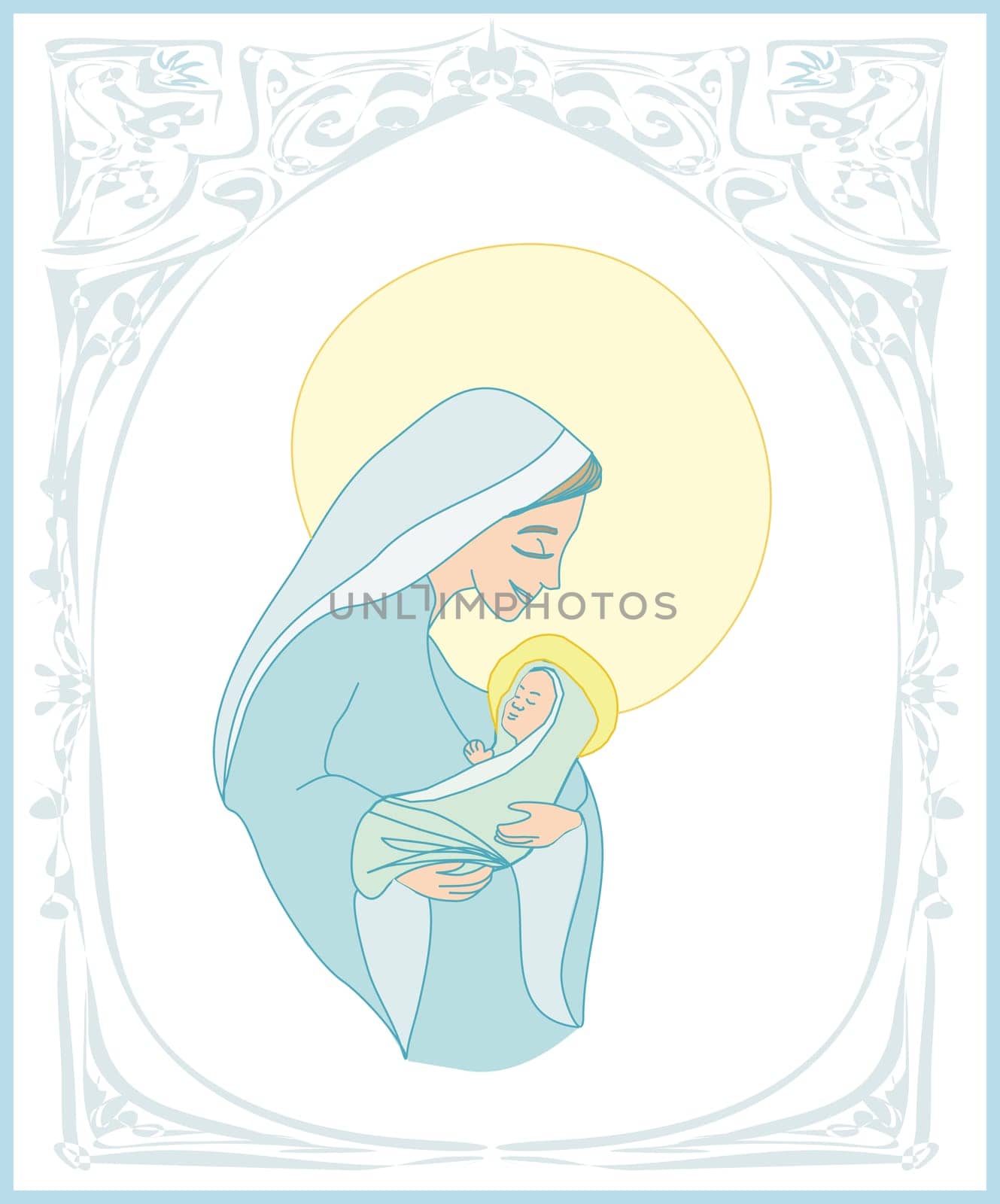 Madonna and child Jesus - isolated characters