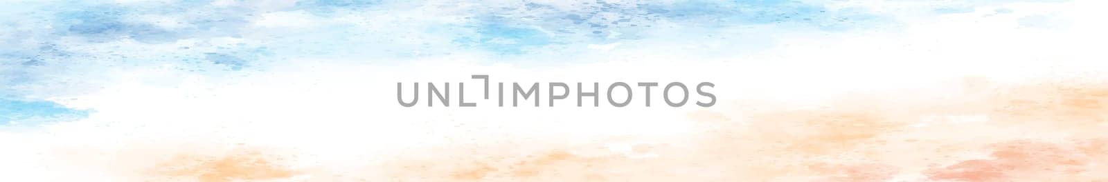 Panoramic texture of realistic multi-colored watercolor on a white background - illustration
