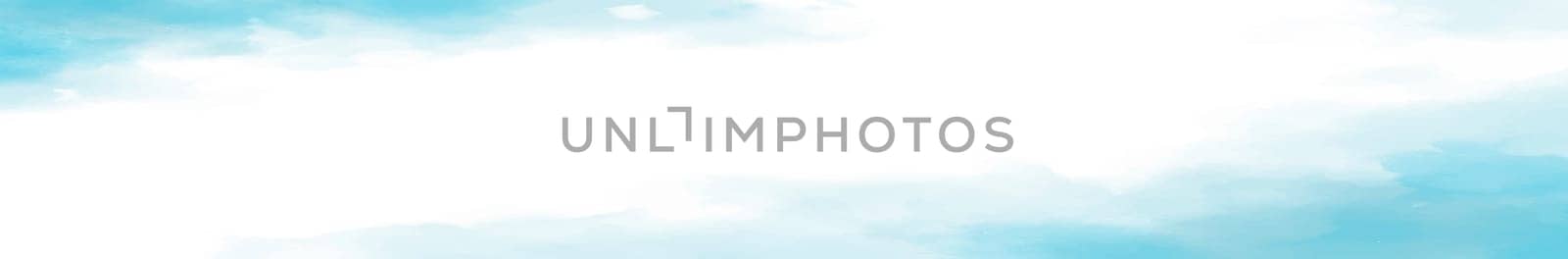 Realistic blue watercolor panoramic texture on white background - illustration