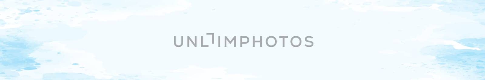 Realistic blue watercolor panoramic texture on white background - illustration