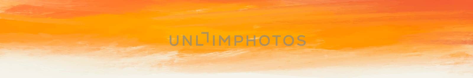 Realistic yellow-orange watercolor panoramic texture on a white background - illustration