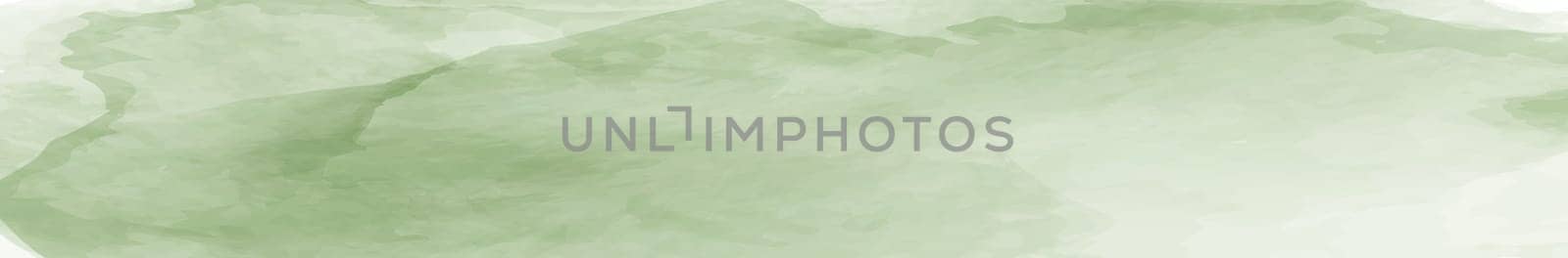 Panoramic texture of realistic green watercolor on a white background - illustration