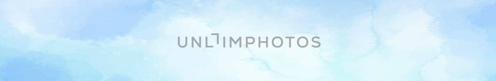 Realistic blue watercolor panoramic texture on white background - illustration