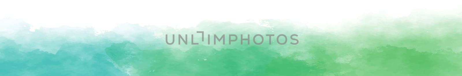 Panoramic texture of realistic green watercolor on a white background - Vector illustration