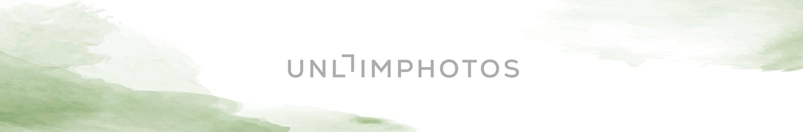 Panoramic texture of realistic green watercolor on a white background - illustration