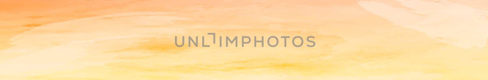 Realistic yellow-orange watercolor panoramic texture on a white background - illustration