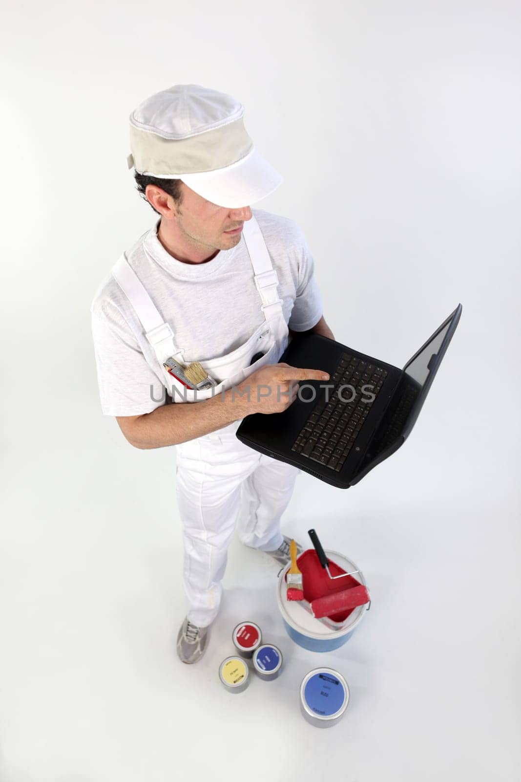 Decorator with a laptop