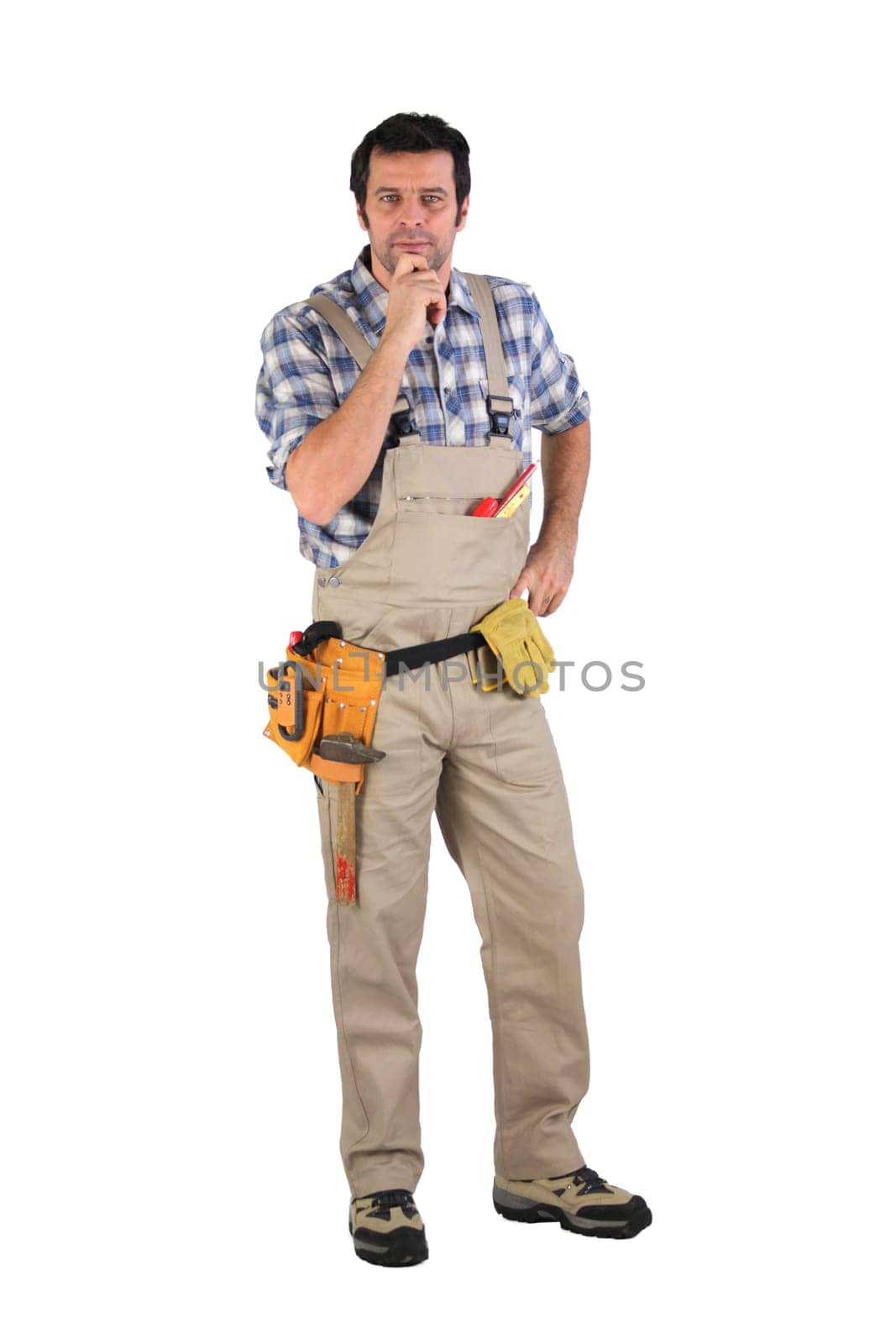 craftsman holding his chin