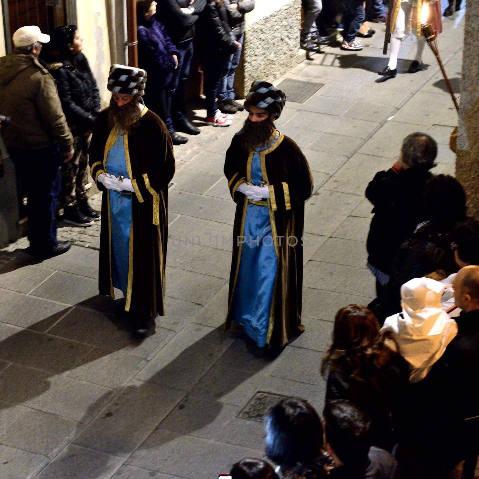 Iglesias, Sardinia - April 18, 2014: Iglesias Easter  Holy Week in Iglesias. It is celebrated every year, between the end of March and April. Period celebrated from Palm Sunday to Holy Saturday before Easter. Characterised by an unmistakable Iberian influence deriving from centuries of Spanish rule over the island.