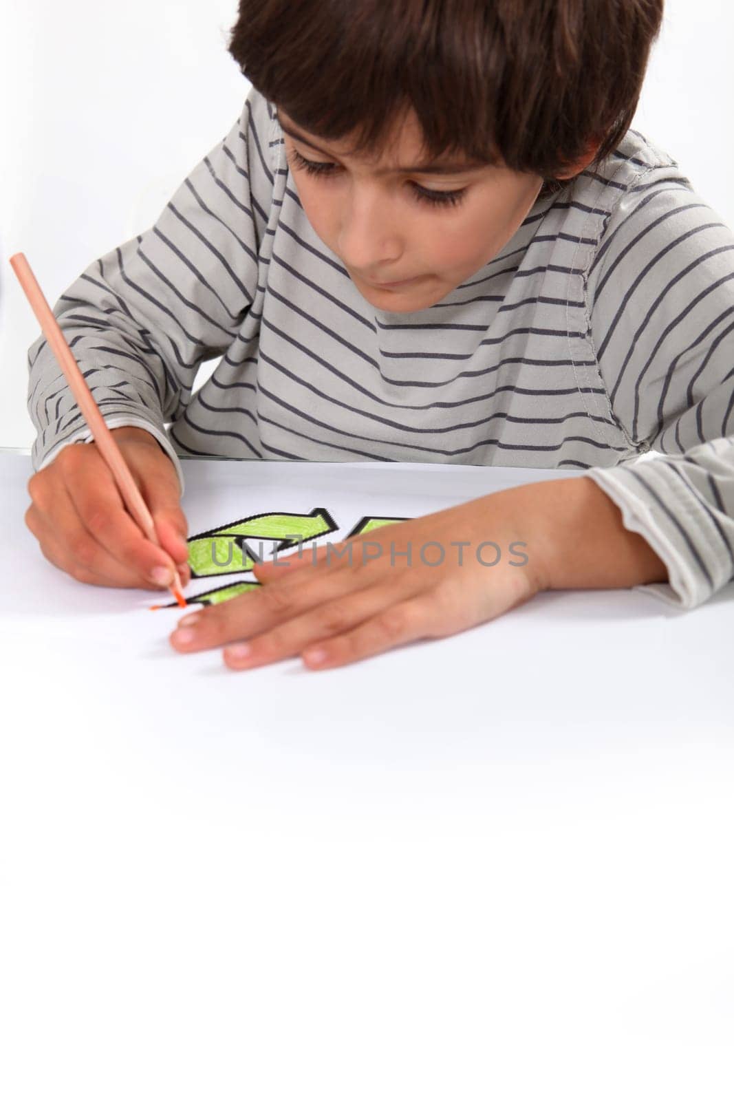 Child working on his homework
