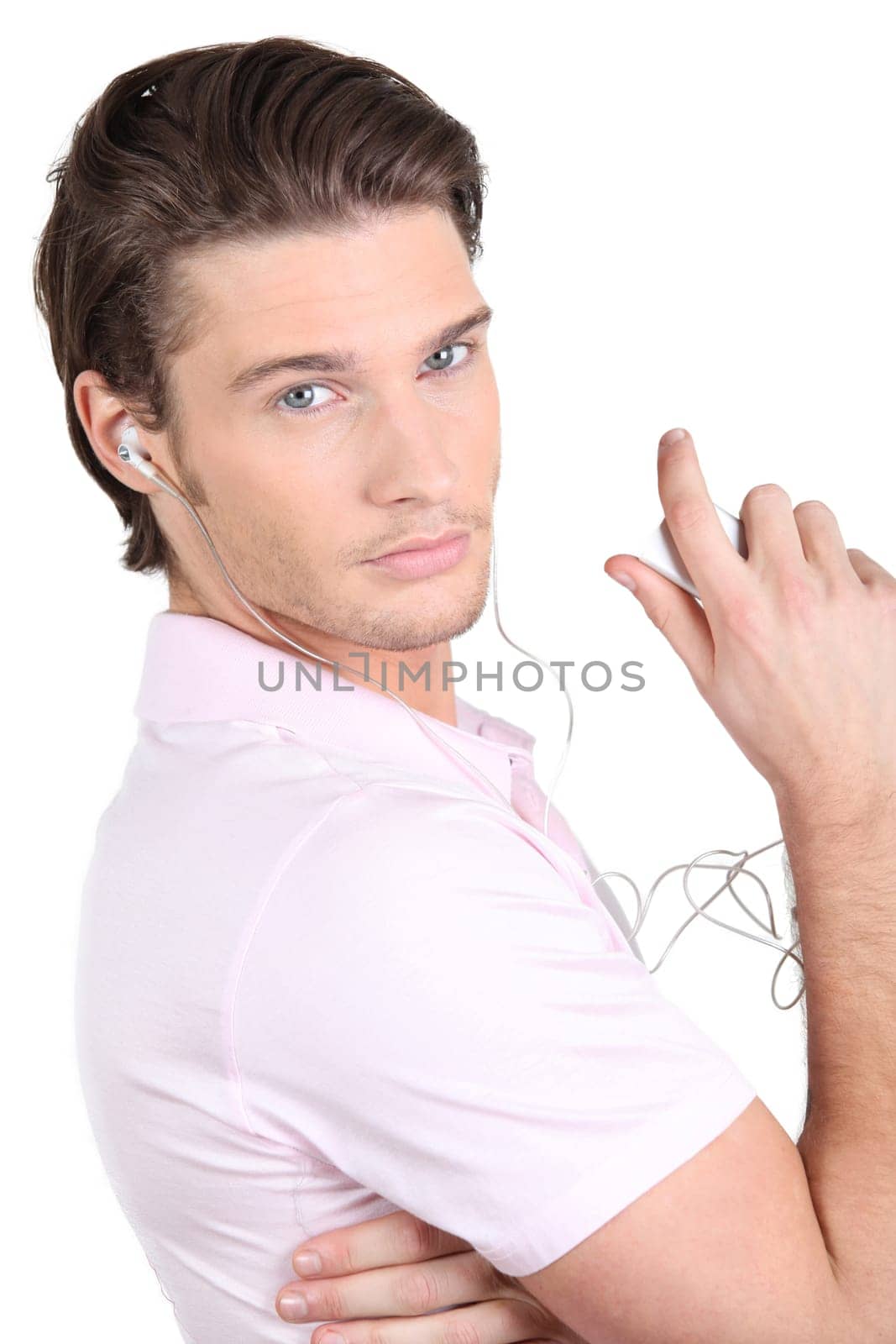 Man listening to music on an MP3 player