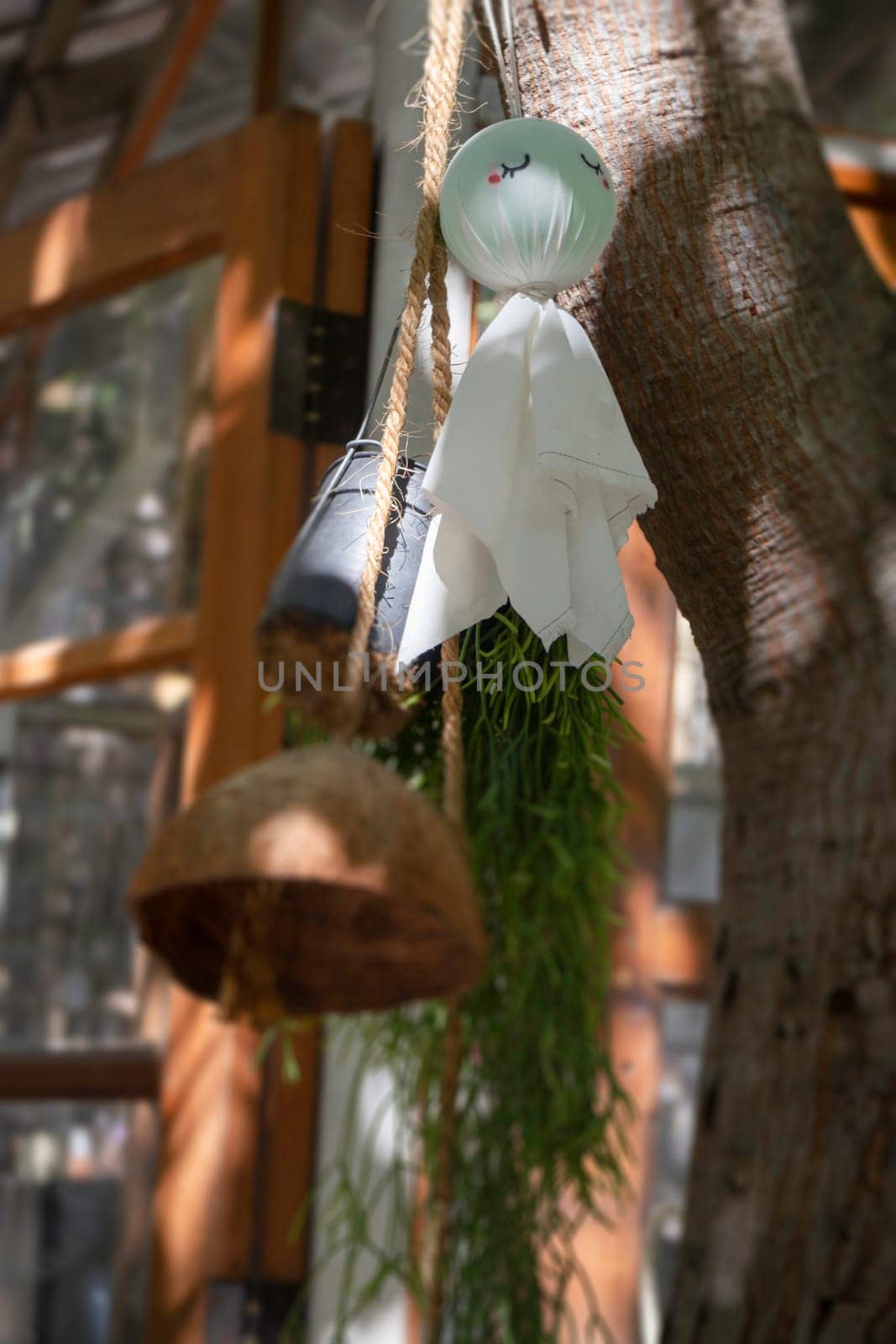 Local market tent decorated in Northern Thai style, stock photo