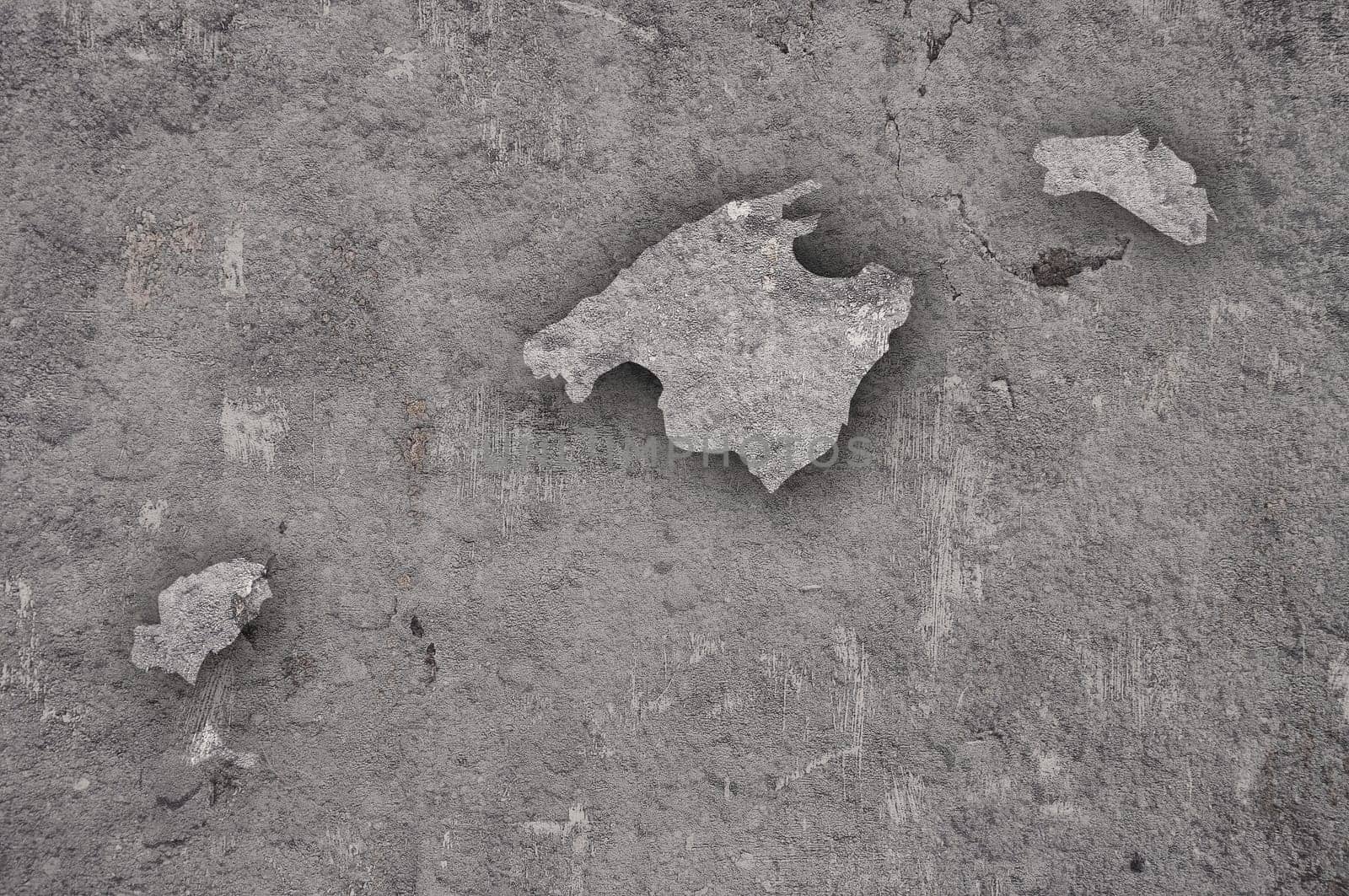 Map of Balearic Islands on weathered concrete