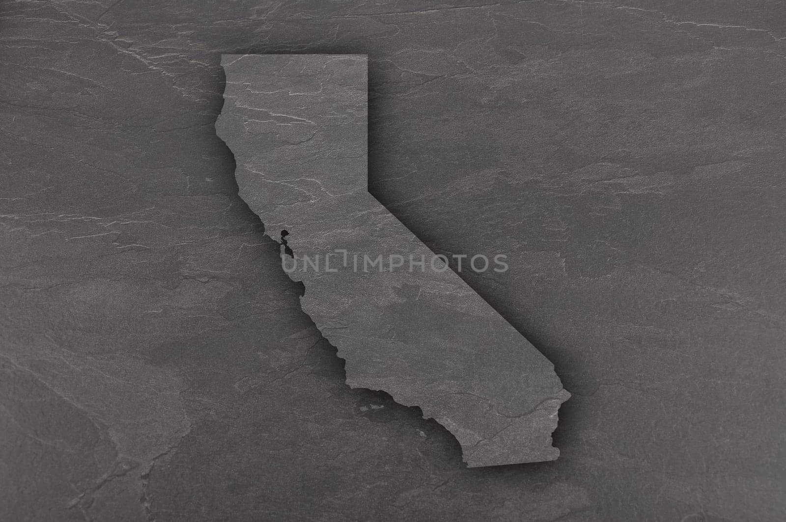 Map of California on dark slate