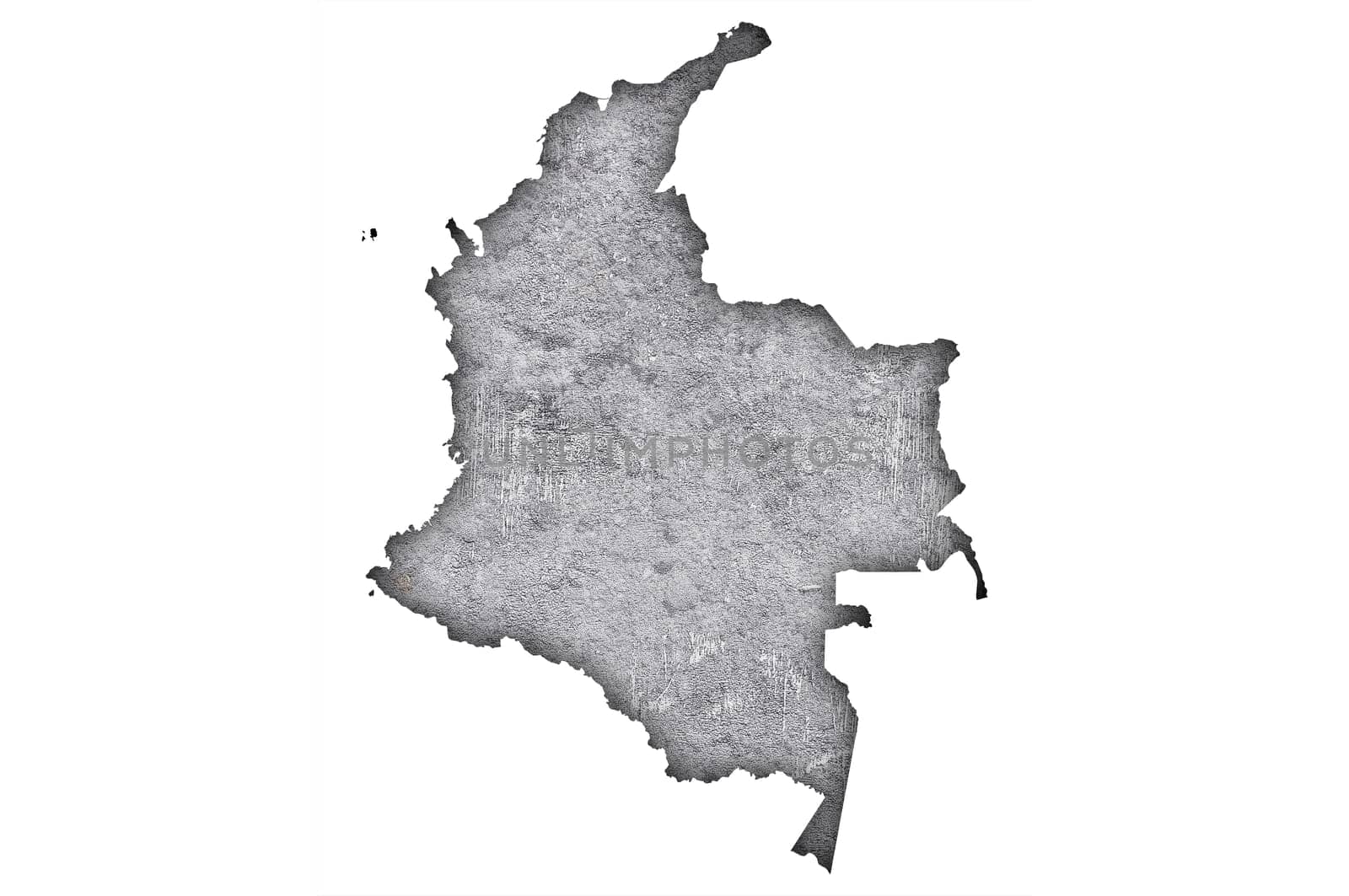 Map of Colombia on weathered concrete