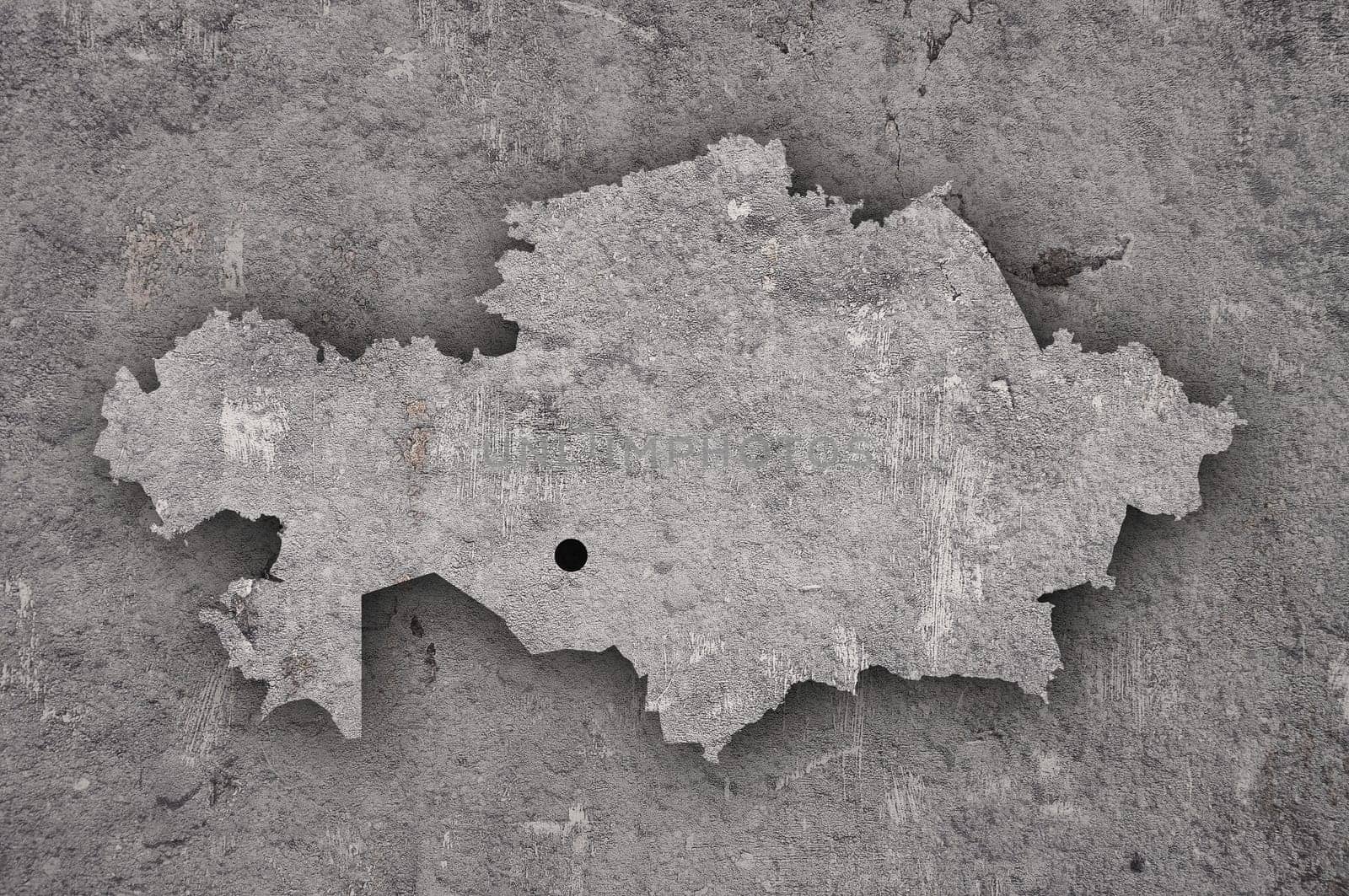 Map of Kazakhstan on weathered concrete