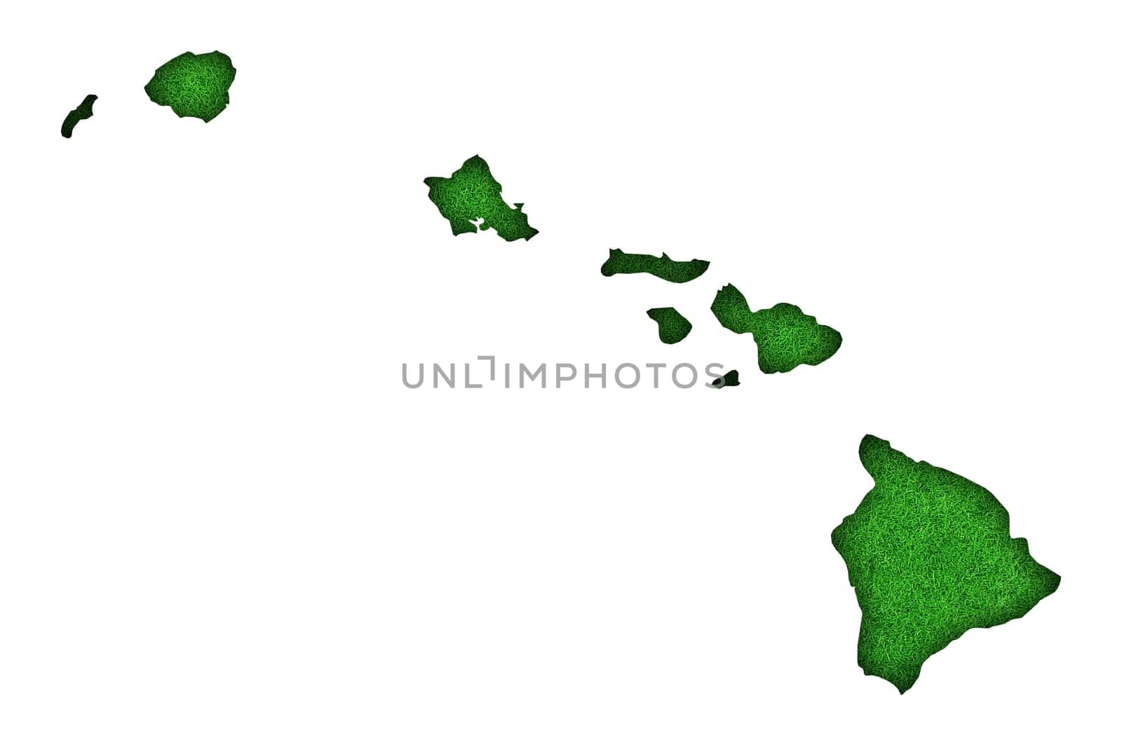 Map of Hawaii on green felt