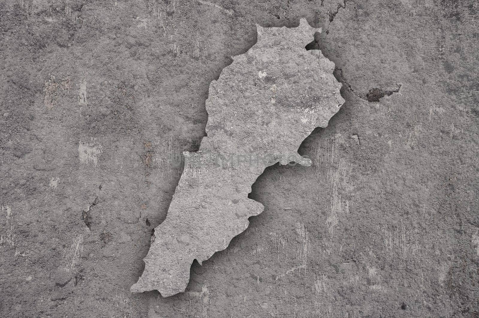 Map of Lebanon on weathered concrete