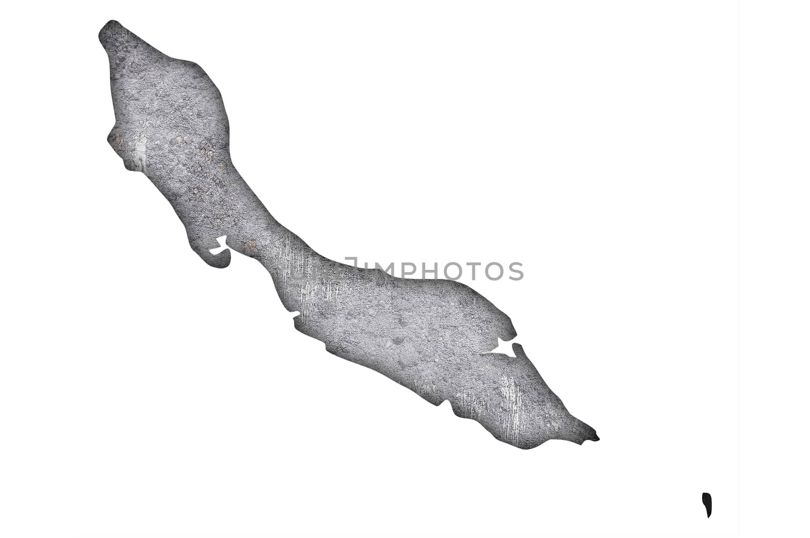 Map of Curacao on weathered concrete