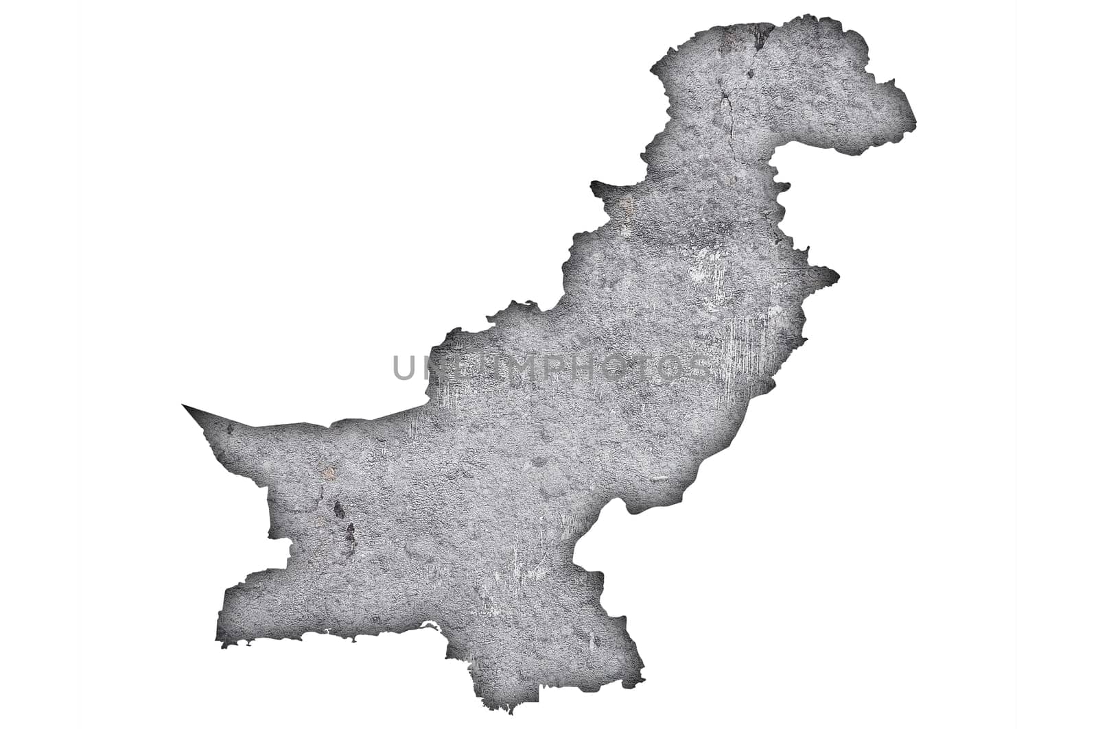 Map of Pakistan on weathered concrete