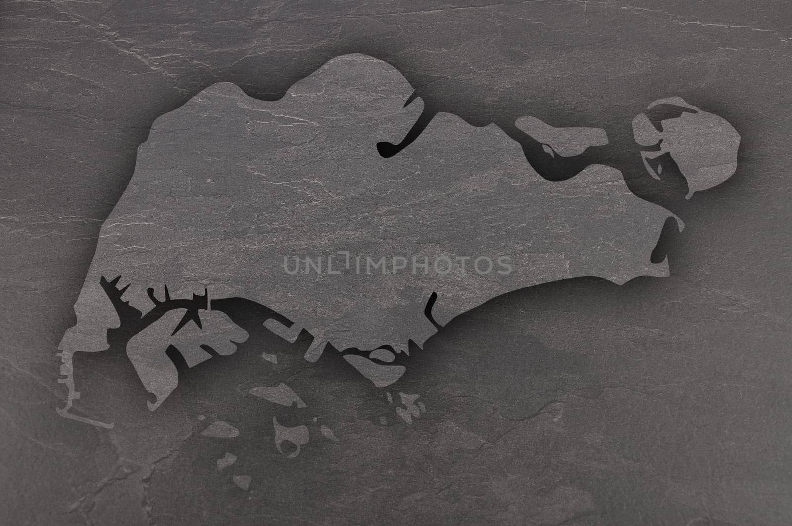 Map of Singapur on dark slate